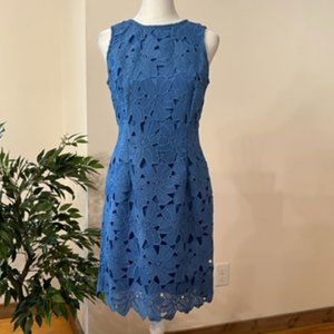 Ann Taylor Blue "Daisy" Lace Sheath Dress, Size 6P